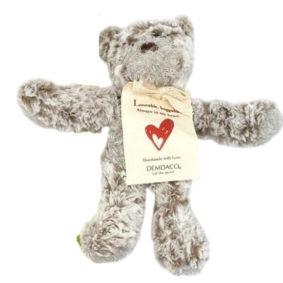 Demdaco Giving Bear Plush Brown White 9" Always in my Heart Mottled Frosted - Picture 12 of 12